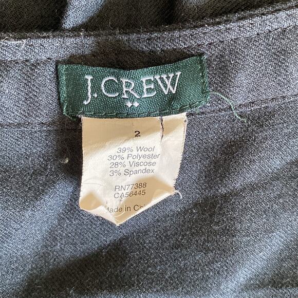 J. CREW Drop Waist Dress Womens Sz 2 Grey Wool Pleated Front Button Down - Picture 7 of 7